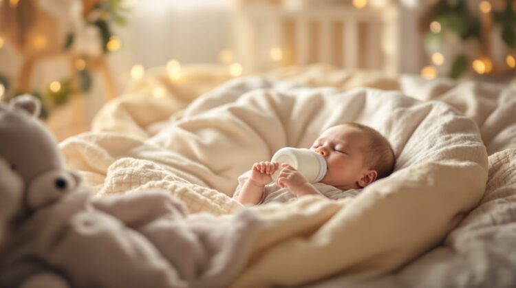 bebe qui s'endort sur son biberon