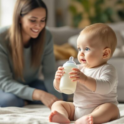 a quelle age un bebe tient son biberon