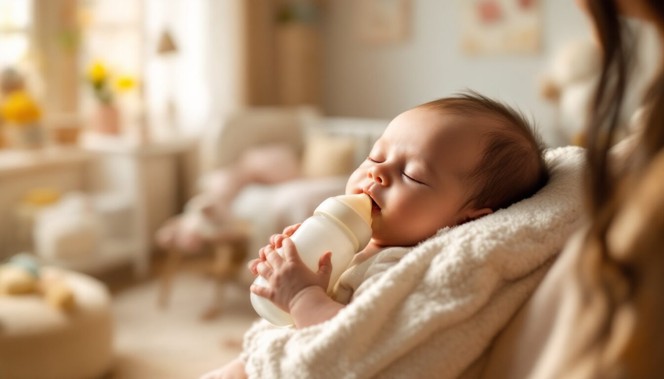 bebe qui s'endort sur son biberon