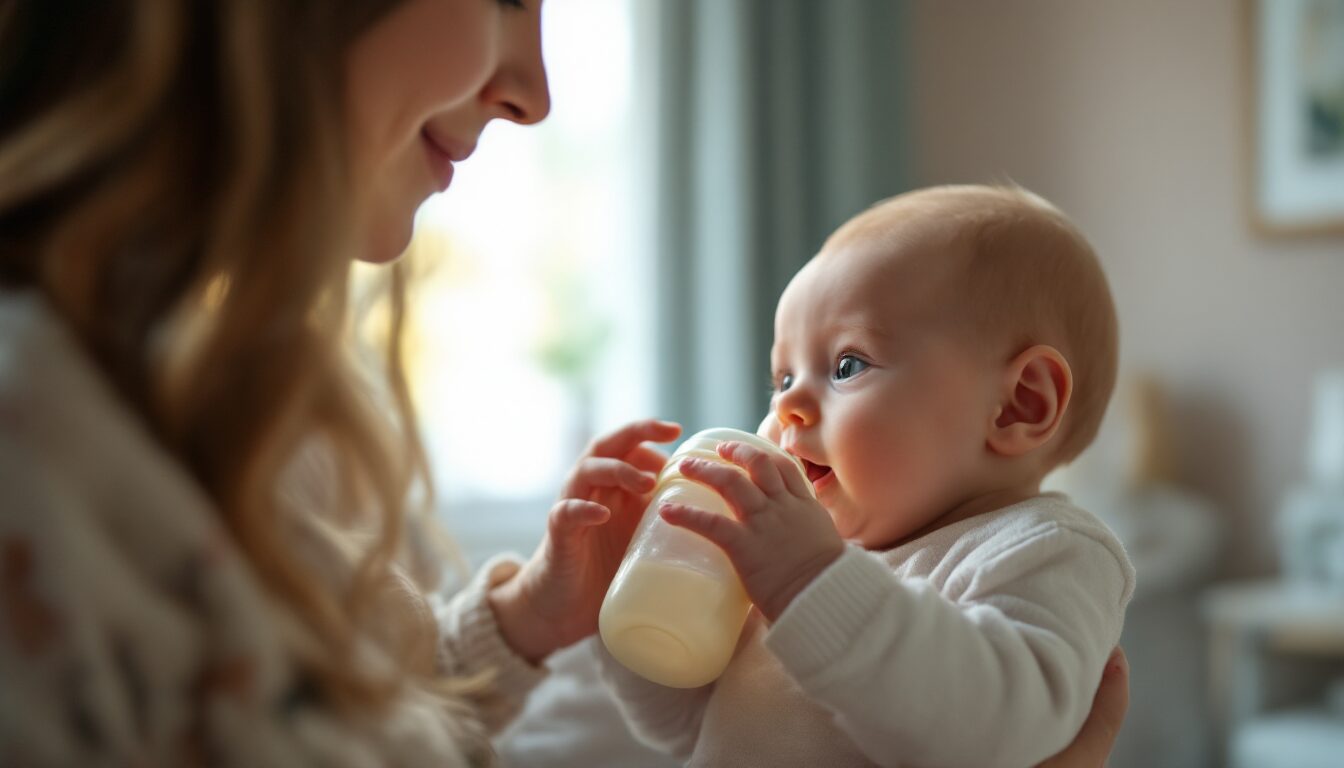 a quelle age un bebe tient son biberon