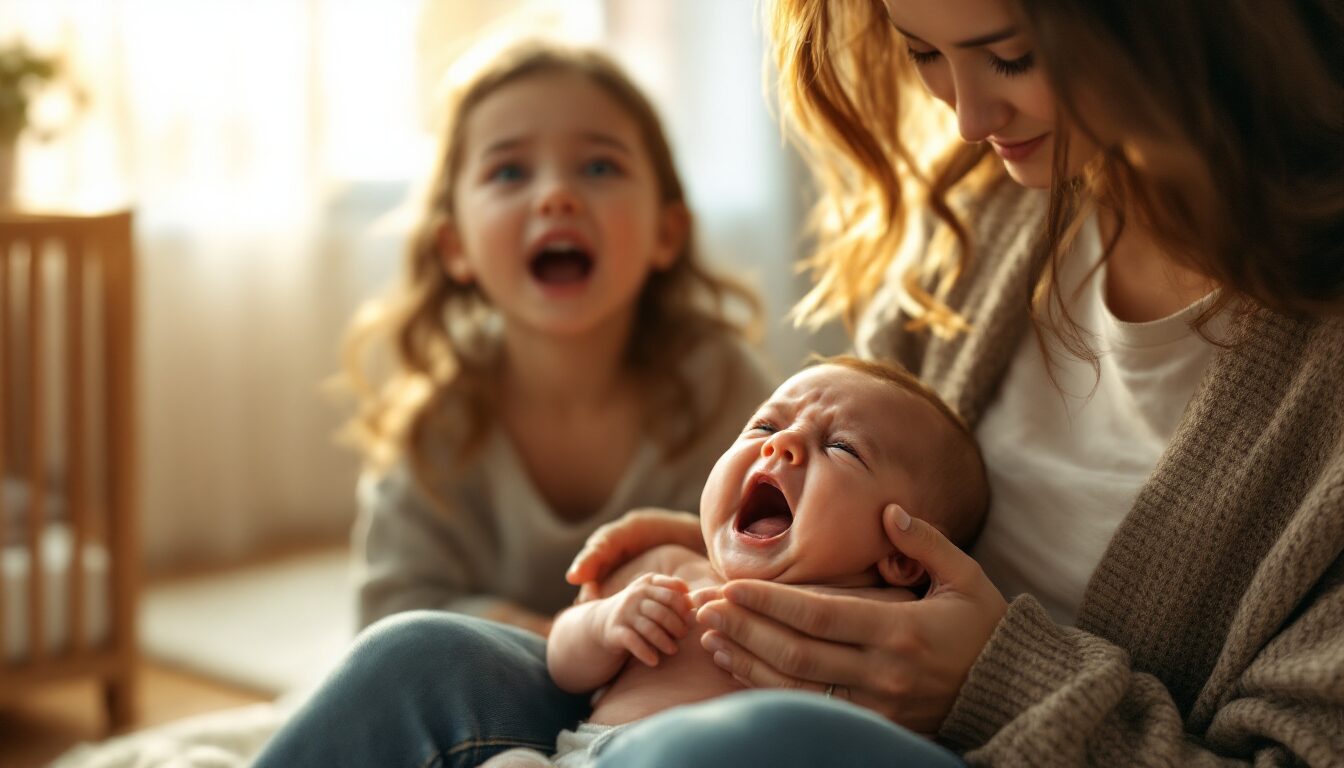 bebe decouvre sa voix et crie