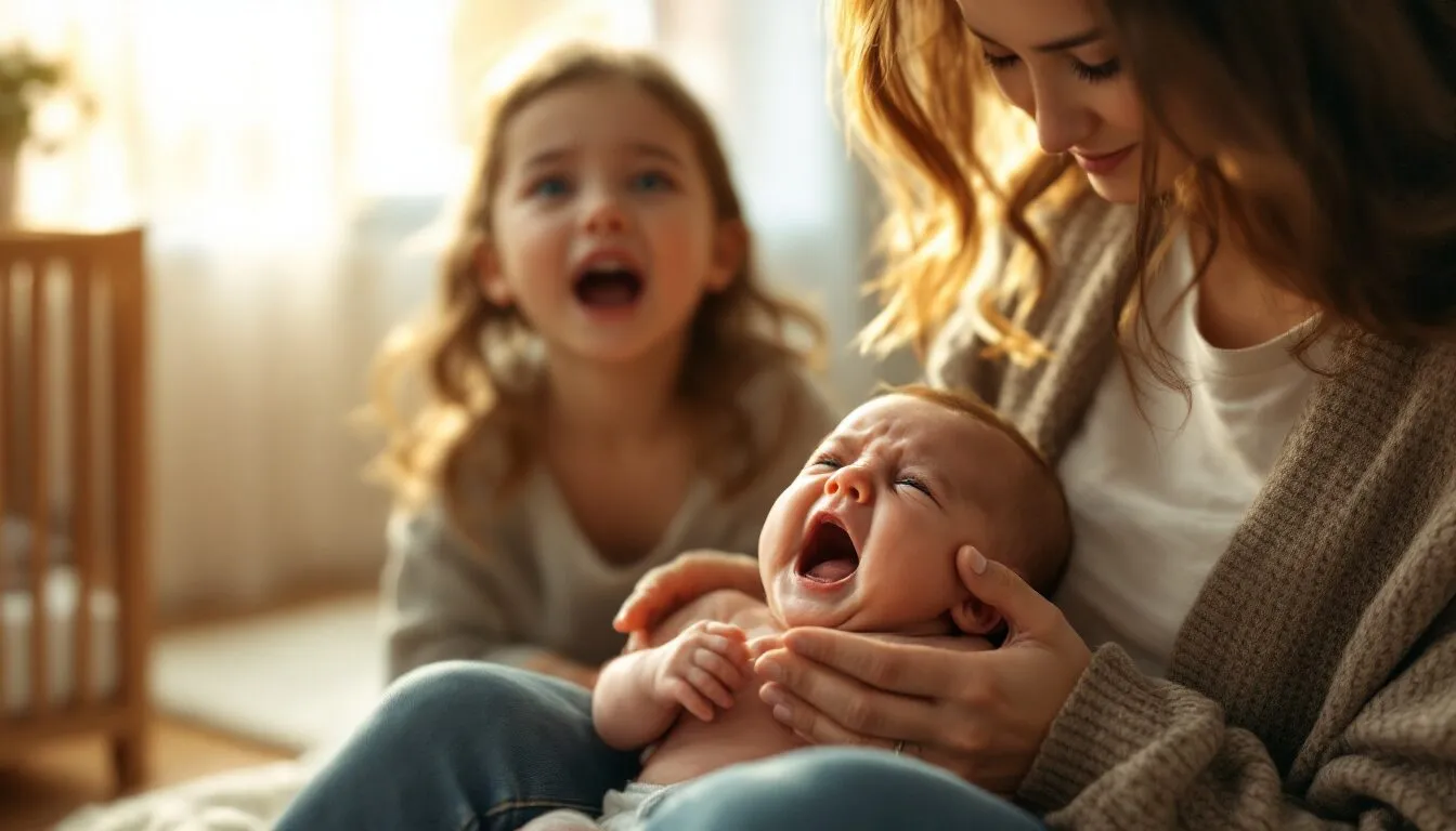 bebe decouvre sa voix et crie