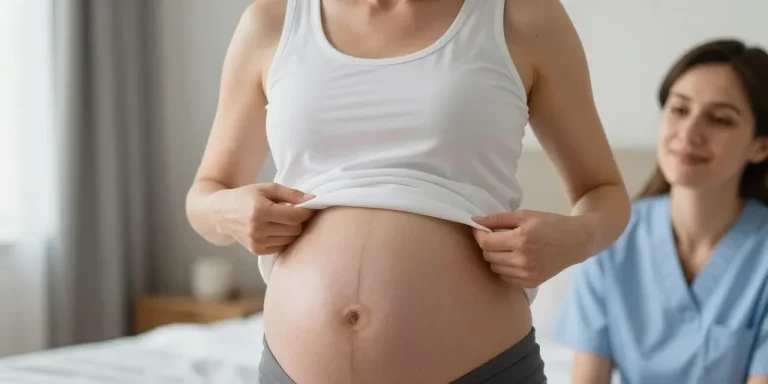 ligne sur le ventre enceinte