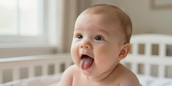 bébé 2 mois tire la langue