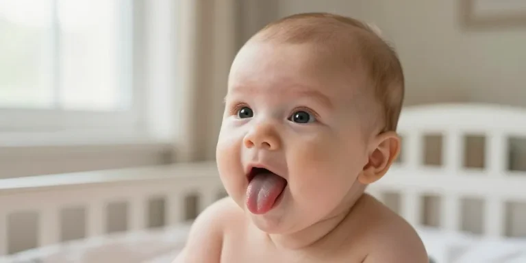 bébé 2 mois tire la langue