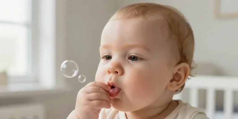 bébé crache et fait des bulles