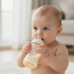a quelle age un bebe tient son biberon