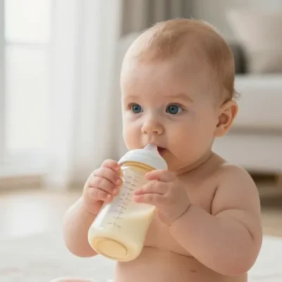 a quelle age un bebe tient son biberon