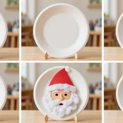 pere noel assiette en carton maternelle